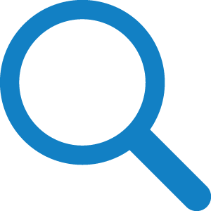 Blue magnifying glass pictogram